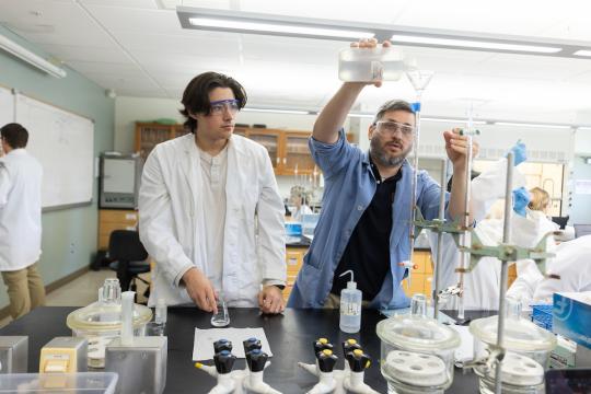 Professor and Student in Lab